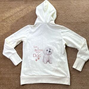 Bradford Exchange Womens Cream Life Is Better‎ With A Dog Pitbull Hoodie Medium